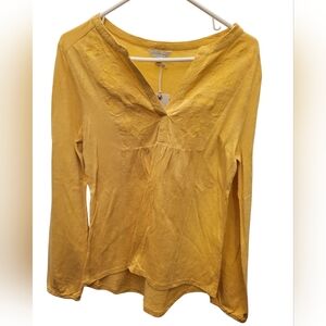 Lucky Brand Mustard Long Sleeve V-Neck Top